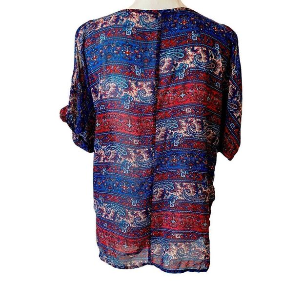 American Dream Cold Shoulder Paisley Blouse Size Medium - Picture 3 of 4